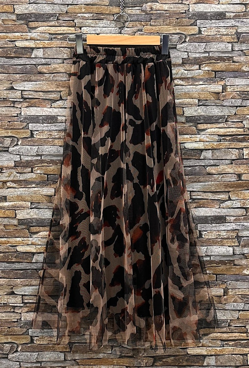 ELAR30 Black Leopard Print Skirt