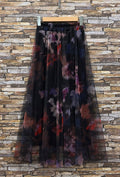 ELAR34 Black Tie-Dye Floral Skirt