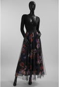 ELAR35 Black Tie-Dye Floral Skirt
