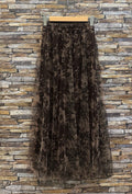 ELAR10 Dark Maroon Botanical Print Skirt