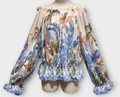 LFBBL Italian Off the Shoulder Blue tropical Printed Blouse