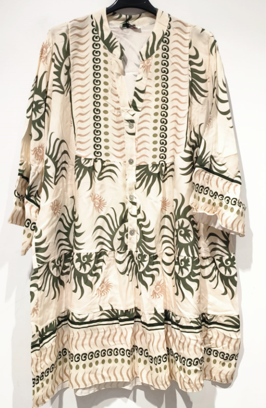 SVOR2 Olive One Size Italian Floral Short Printed Dress