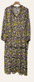 960 Lilac One Size Floral Printed Long Dress LOOWIE