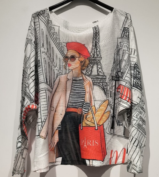 POPAR Paris Baguette Round Knit Printed Sweater LOOWIE
