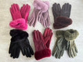 LCGL4 Luxurious Fur-Trimmed Touch Screen Gloves One Size