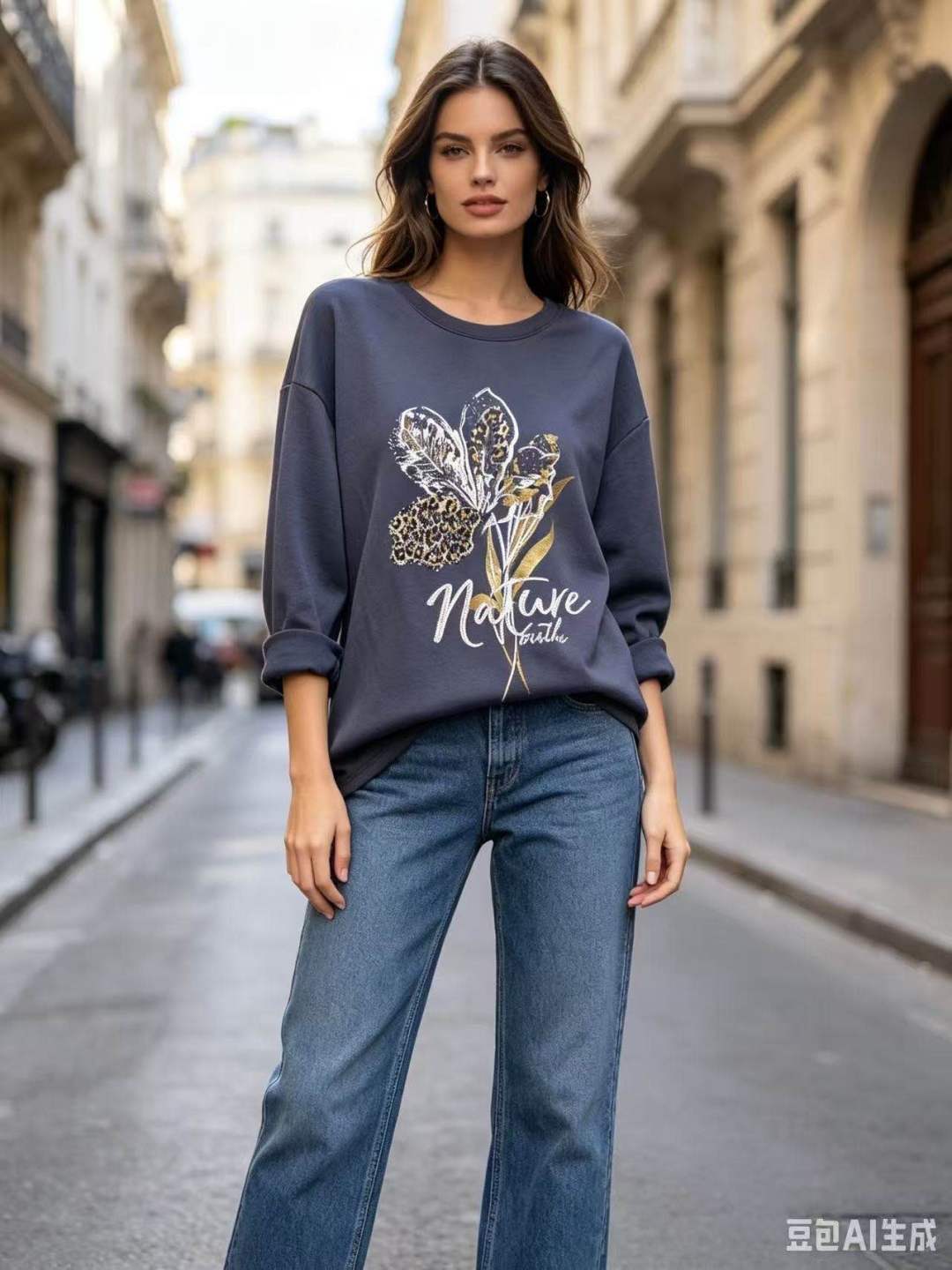 CO32 Navy Floral Print Tunic