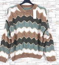 Zig-Zag One Size Soft Olive  Sweater Round Neck LOOWIE