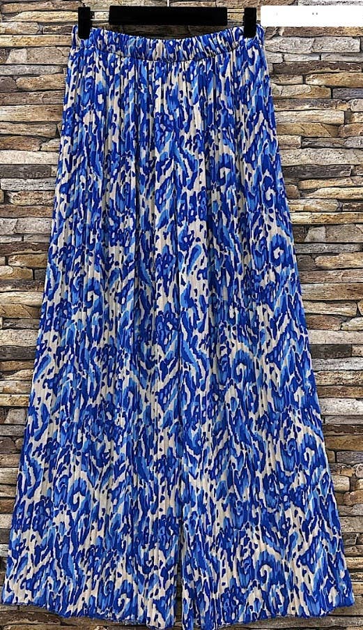 ELPFLB Italian Printed Abstract Blue Summer Pants LOOWIE