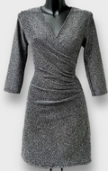 ELSHSI Italian Gray  Elegant Shimmering Wrap Dress LOOWIE