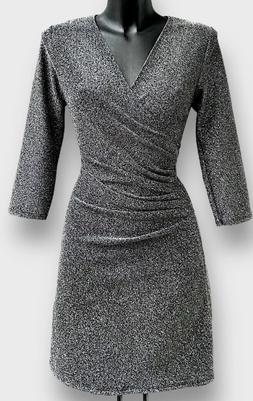 ELSHSI Italian Gray  Elegant Shimmering Wrap Dress LOOWIE