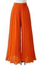 ELPLOR Italian Orange Pleated Wide Legs Pants LOOWIE