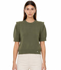 LUSSS8 Khaki Structured Shoulder Sweater