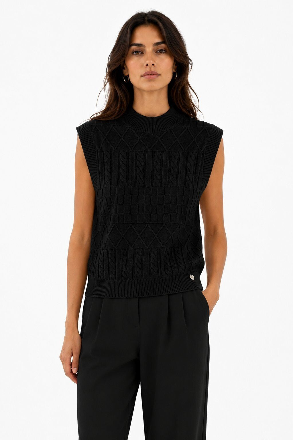 LUJKT2 Black Jacquard Knit Tank Top