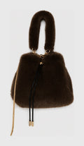 JA418 Brown Faux Fur Bucket Bag