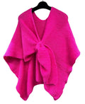 22237 Italian Knit Pink Cozy Warm Poncho with Loop LOOWIE