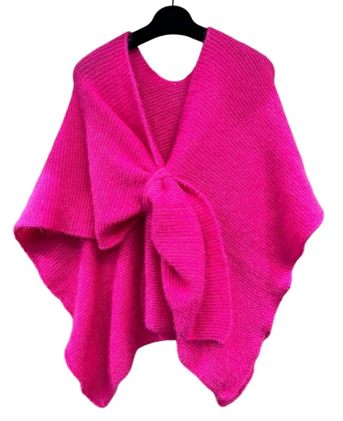 22237 Italian Knit Pink Cozy Warm Poncho with Loop LOOWIE