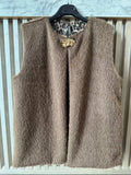 VIFFTA Italian Taupe Faux Fur Vest Leopard Lining LOOWIE