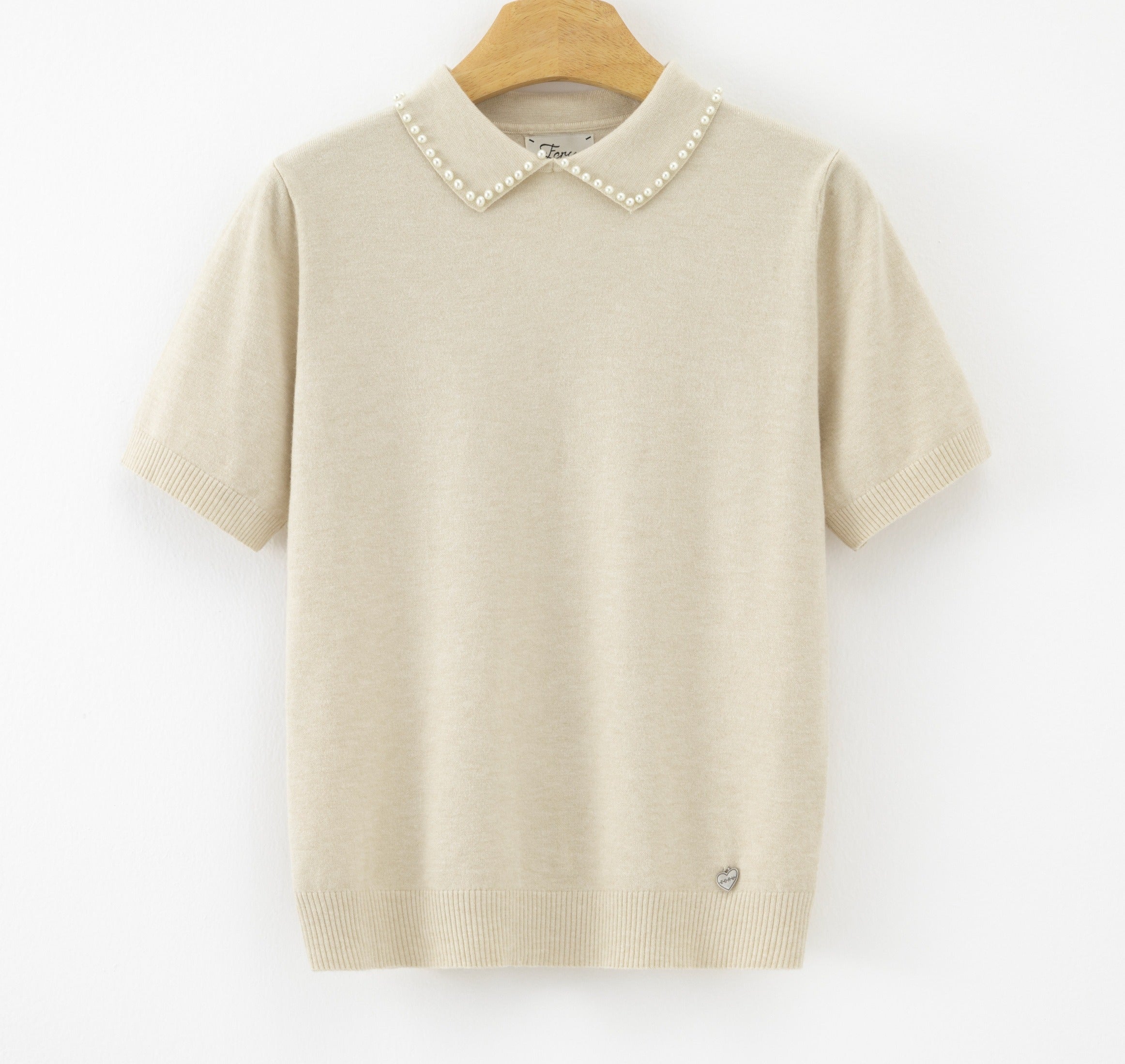 LUPCP5 Ecru Pearl Collar Sweater