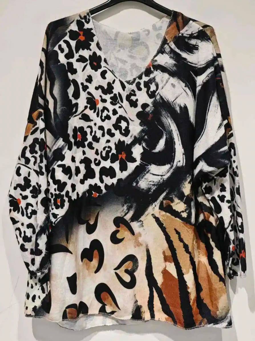 POLEA Italian Cozy Black Multi Sweater One Size LOOWIE