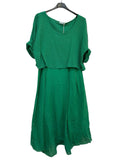 VC2PCSFOR Cotton Two-Piece Midi Dress Set Forest Green