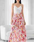 ESTRWLRFM Italian OS Printed Wide Leg Pants Red Floral Maxi