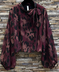 E838 Italian Plum Leopard Print Bow-Tie Blouse LOOWIE