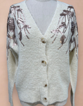 IA92 White  Sparkling Embellished Cardigan Sweater LOOWIE