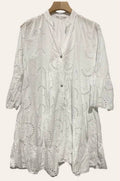 9802S White One Size Cotton English Embroidery Short Dress