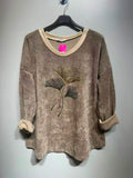 CO60 Taupe Ginkgo Print Tunic