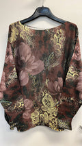 VIF2 Plum Floral Lace  Round Neck Knit Printed Sweater