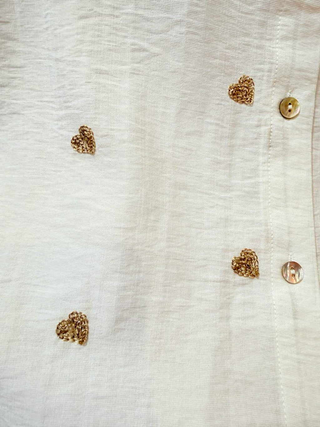 IVA282WH Gold Heart Embroidered Shirt White