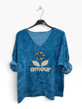 VM99 Petrol Blue Sequin Amour Sweater