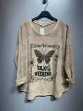 CO62 Beige Butterfly Print Tunic