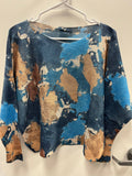 Z458 Blue Abstract Round Knit Printed Sweater LOOWIE