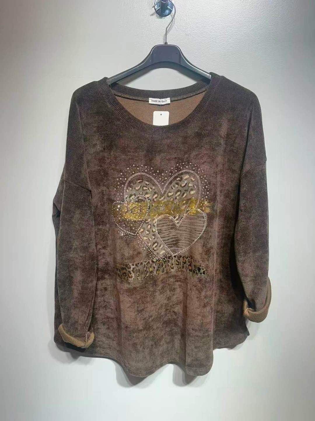 CO39 Brown Heart Print Tunic