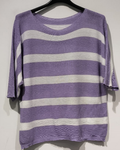 POSTPU Purple Striped Knit Printed Sweater LOOWIE