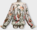 LFBO Italian Off the Shoulder Olive tropical Printed Blouse