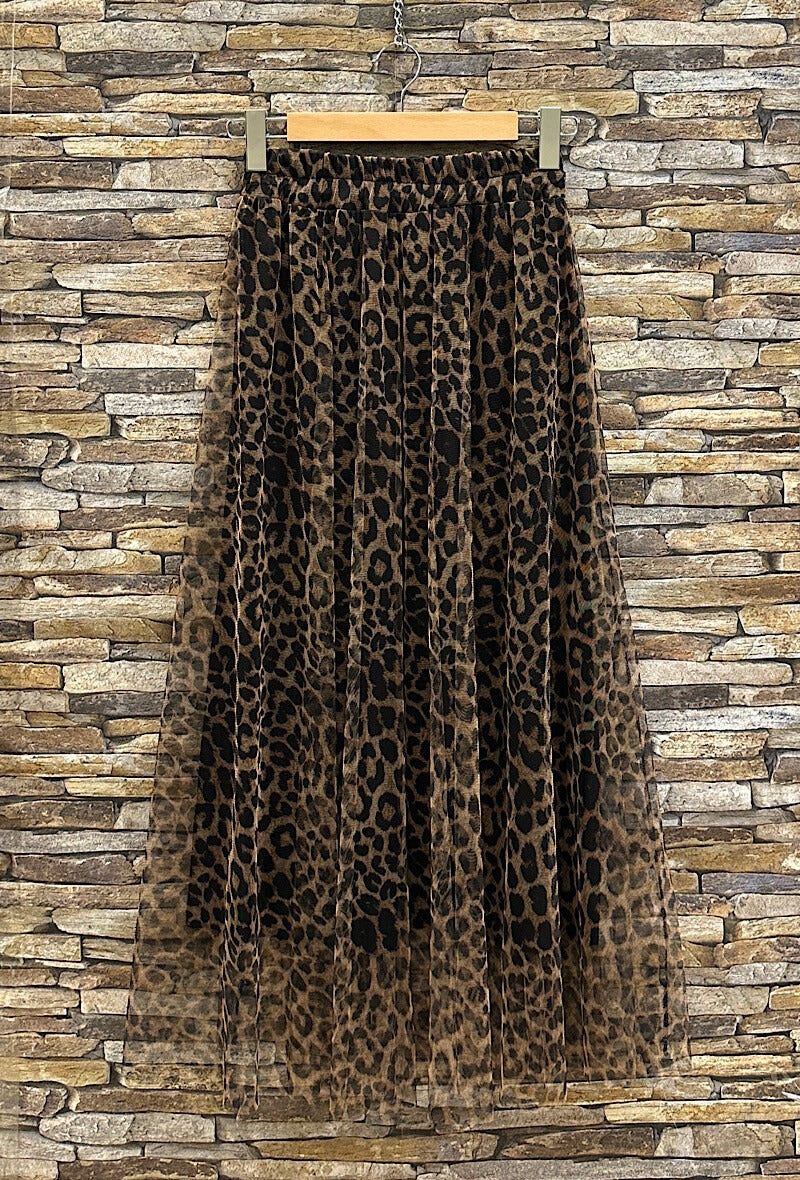 ELAR25 Black Leopard Print Skirt