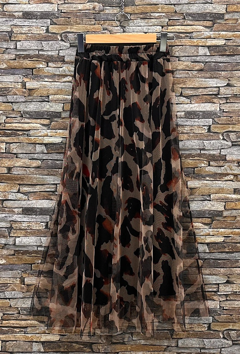 ELAR30 Black Leopard Print Skirt