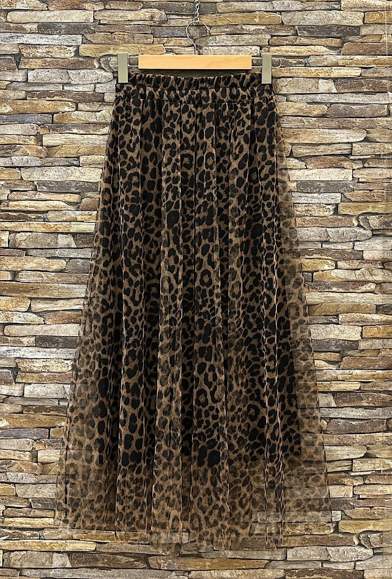 ELAR24 Black Leopard Print Skirt
