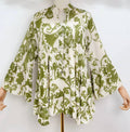 VSD9 Olive Italian One Size Floral Large Blouse LOOWIE