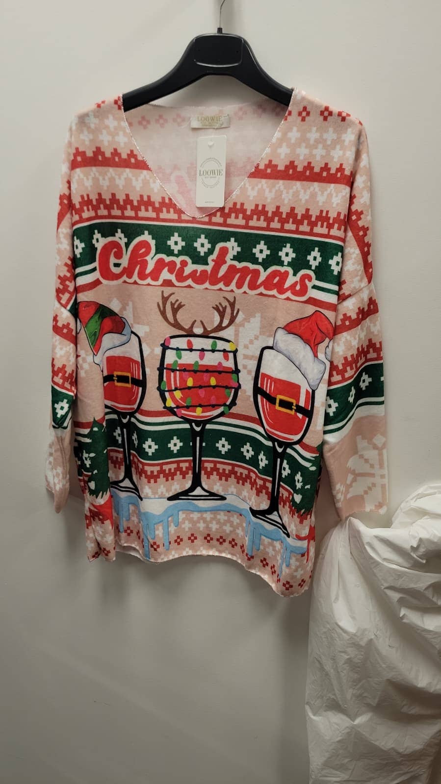 POWCC Italian Cozy Red Cups Christmas Sweater One Size