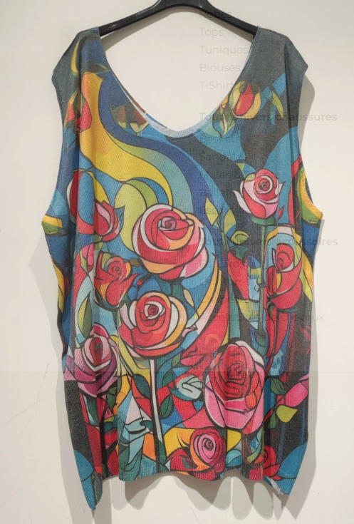 POPL6 PLUS SIZE Sleeveless Roses Knit Sweater LOOWIE