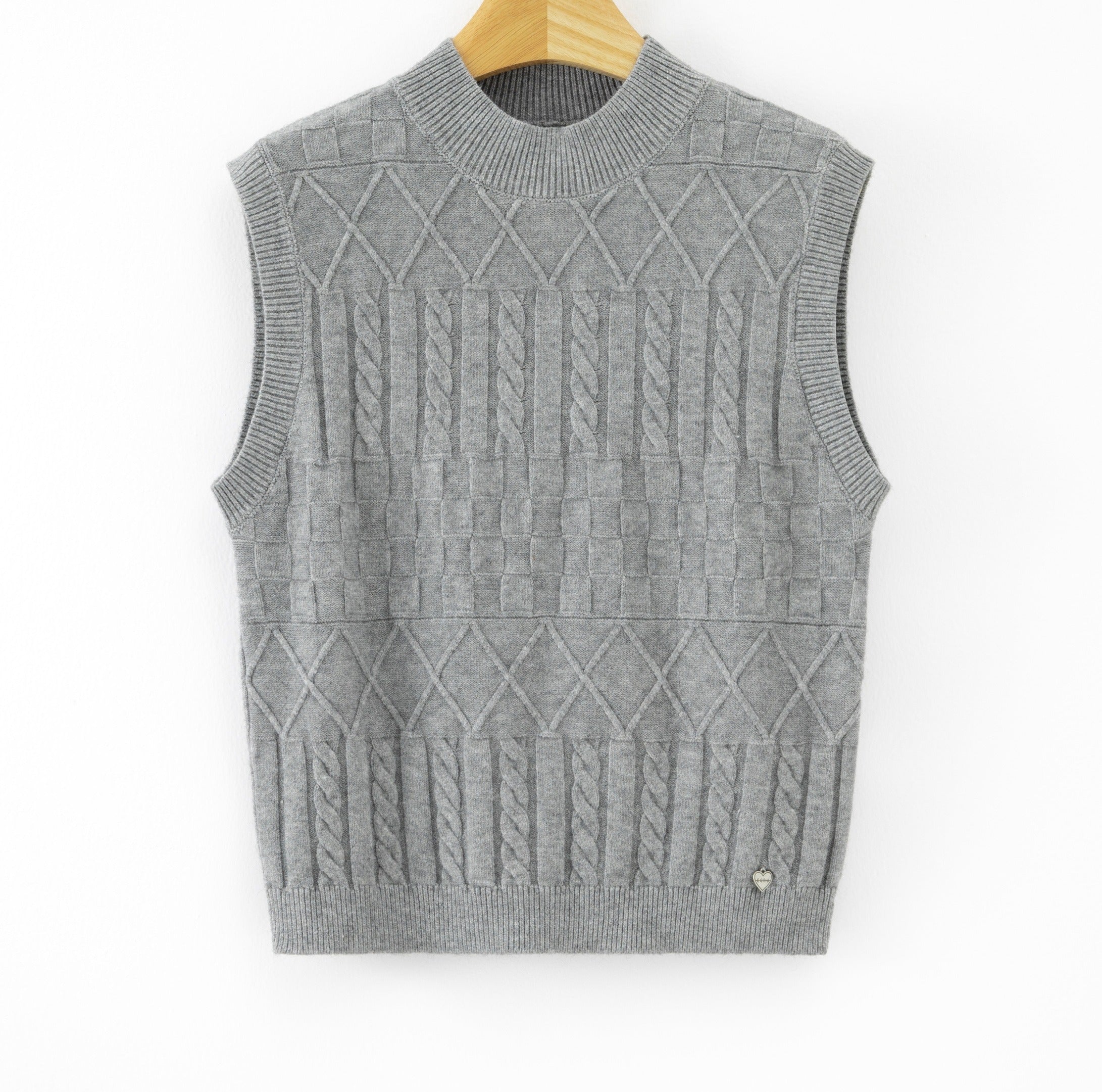 LUJKT3 Grey Jacquard Knit Tank Top