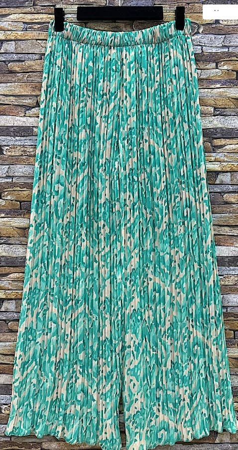 ELPFLA Italian Printed Abstract Aqua Summer Pants LOOWIE