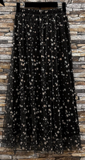 E833 One Size Black Tulle Skirt with Star Print LOOWIE