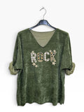VM102 Khaki Sequin Rock Sweater