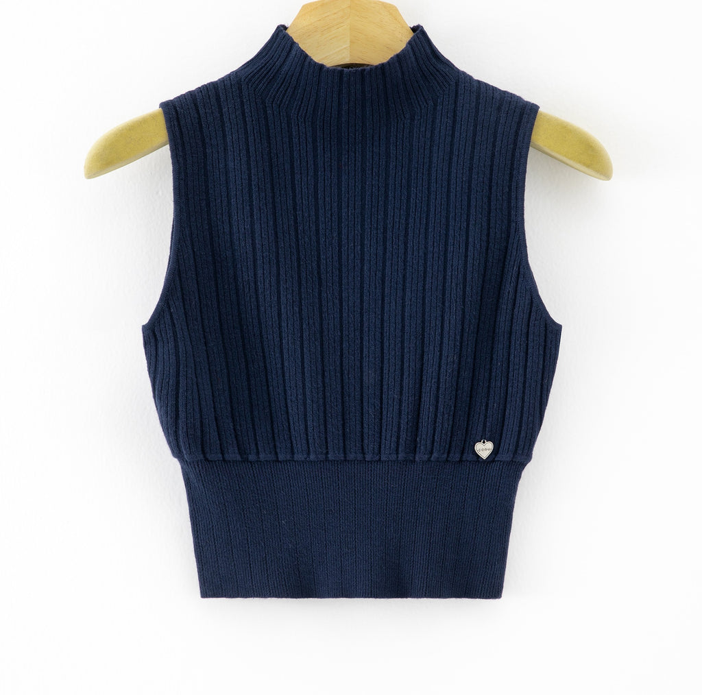 LURTS11 Navy Ribbed Turtleneck Sweater