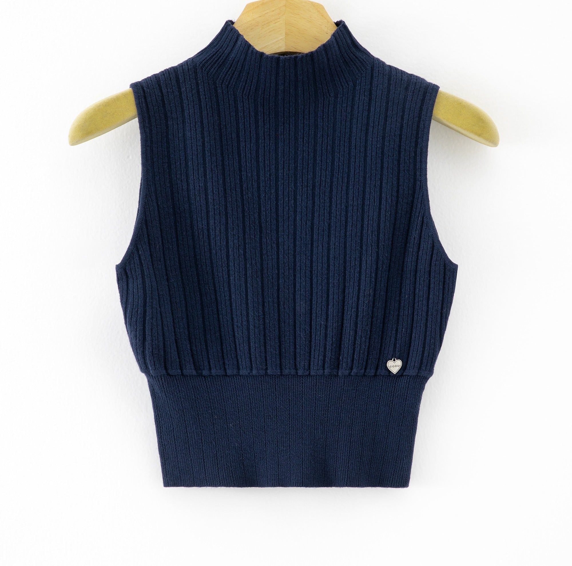 LURTS11 Navy Ribbed Turtleneck Sweater