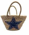 22168 Navy Star Summer Beach Straw Bag Loowie
